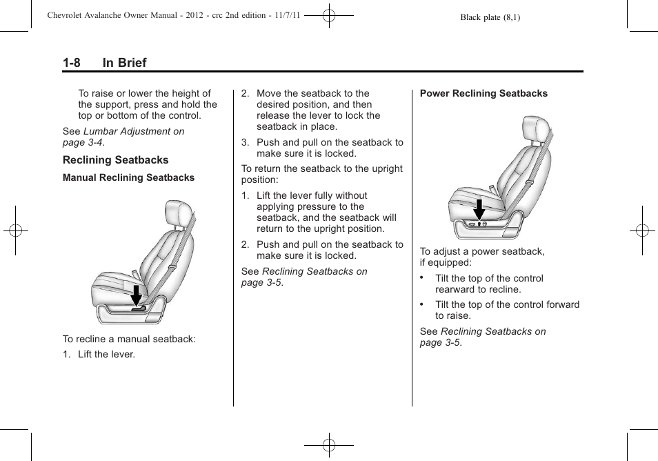 8 in brief | CHEVROLET 2012 Avalanche User Manual | Page 14 / 488