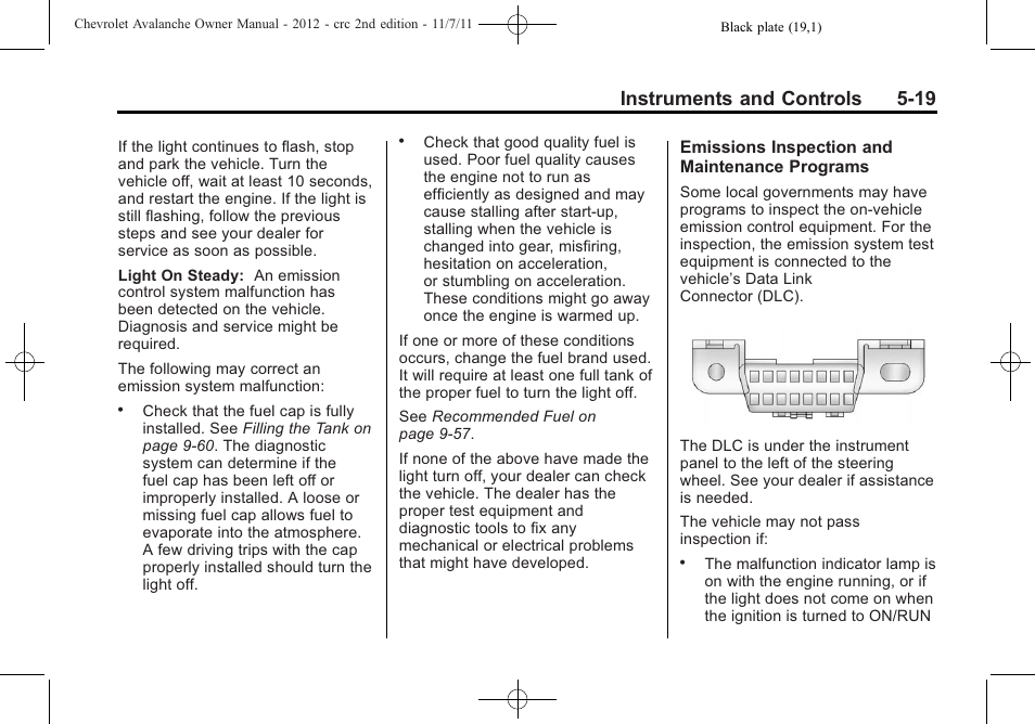 Instruments and controls 5-19 | CHEVROLET 2012 Avalanche User Manual | Page 145 / 488