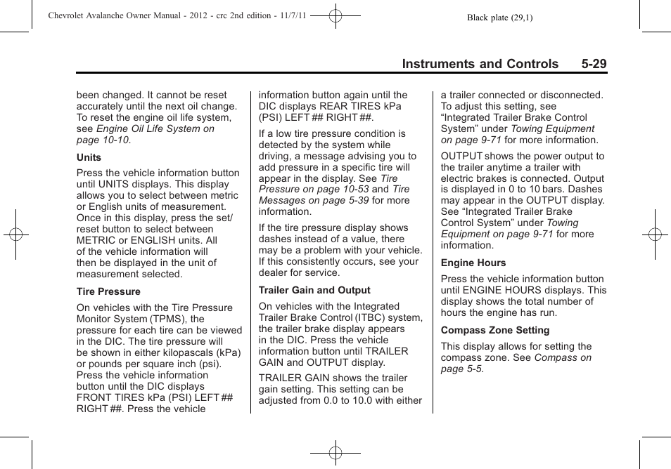 Instruments and controls 5-29 | CHEVROLET 2012 Avalanche User Manual | Page 155 / 488