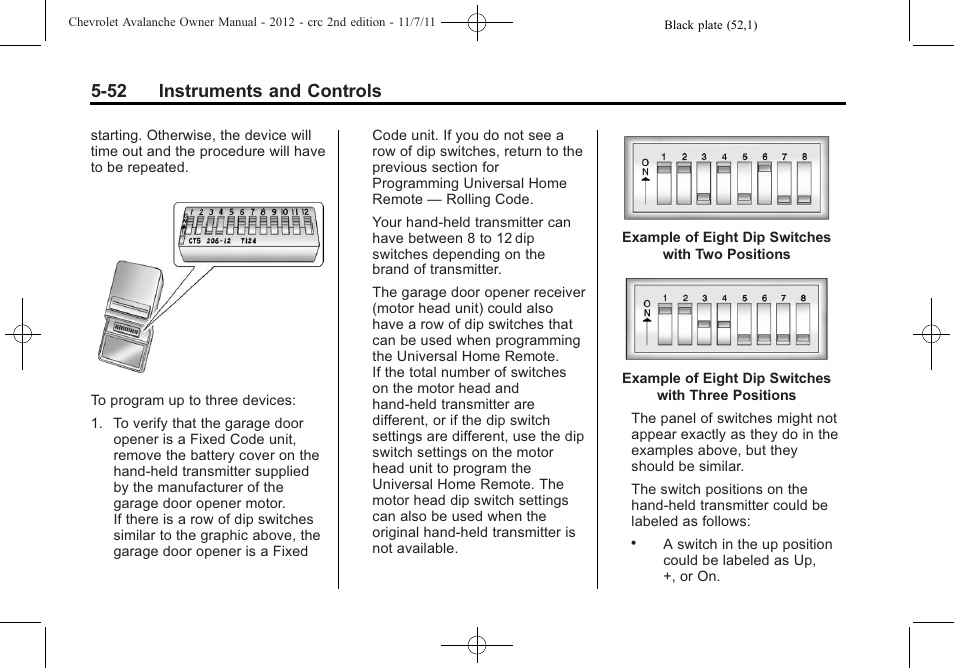 52 instruments and controls | CHEVROLET 2012 Avalanche User Manual | Page 178 / 488