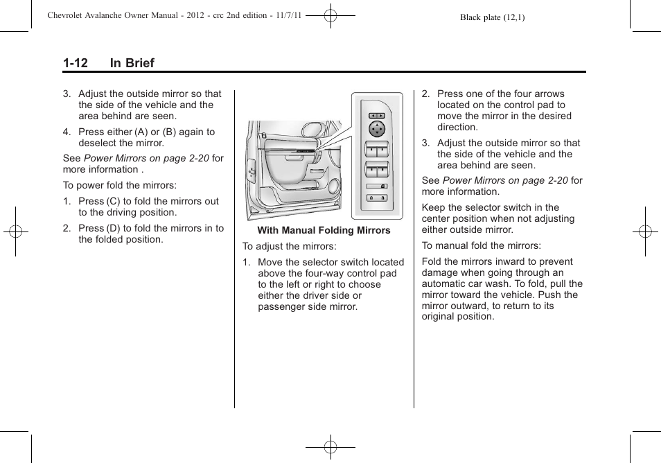 12 in brief | CHEVROLET 2012 Avalanche User Manual | Page 18 / 488