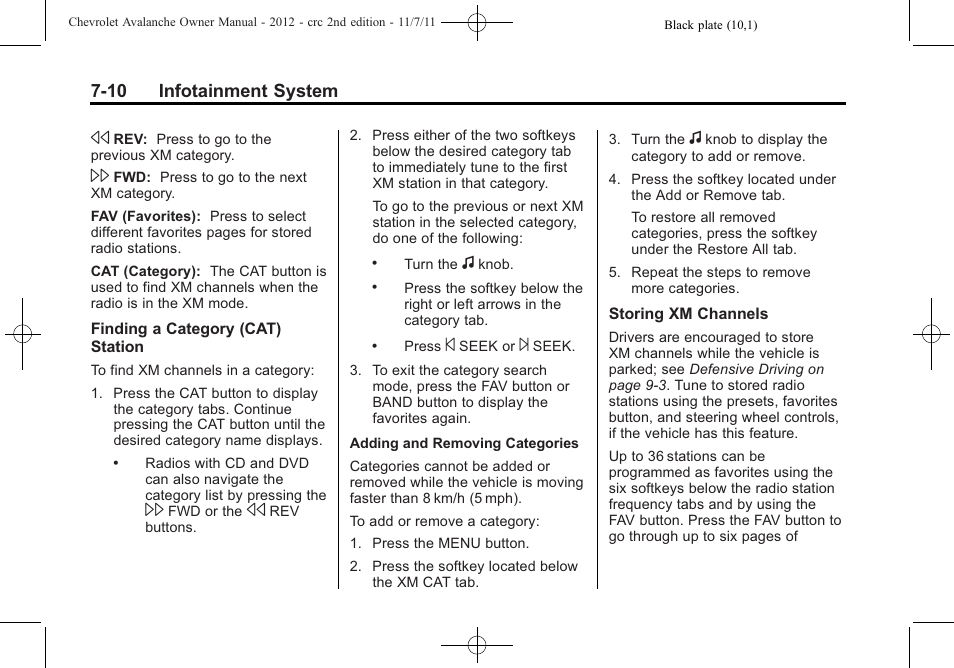 10 infotainment system | CHEVROLET 2012 Avalanche User Manual | Page 198 / 488