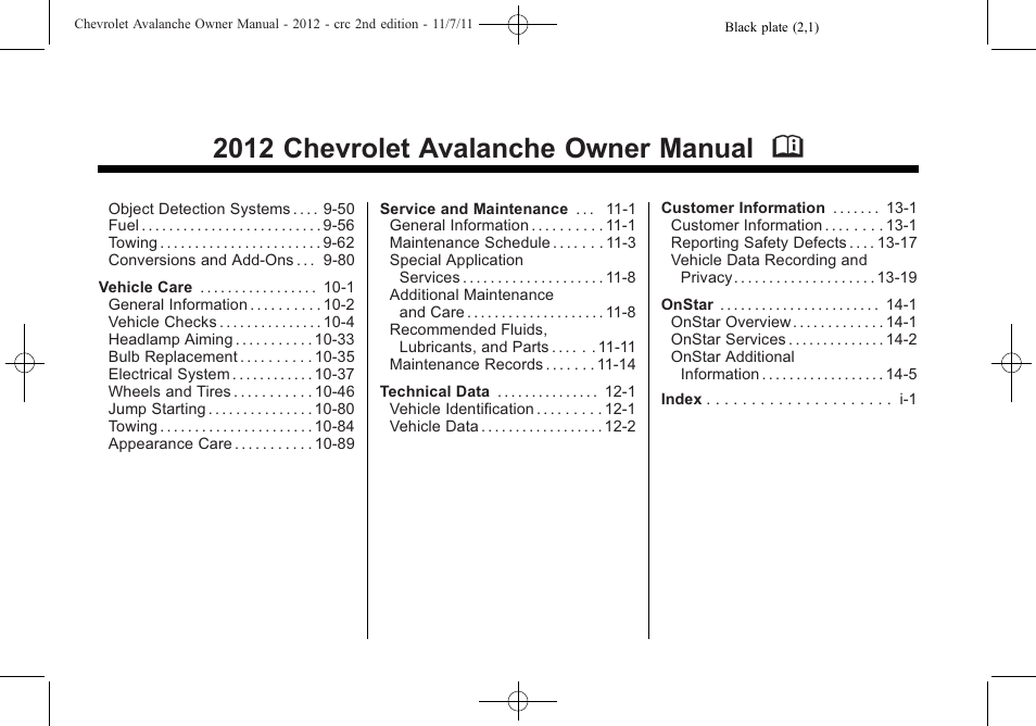 2012 chevrolet avalanche owner manual m | CHEVROLET 2012 Avalanche User Manual | Page 2 / 488
