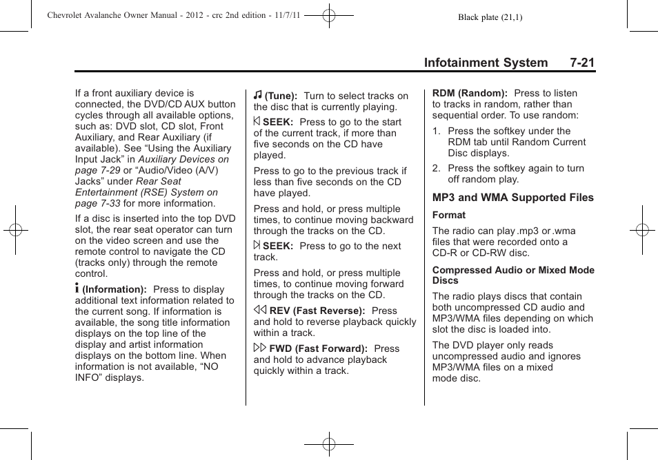 CHEVROLET 2012 Avalanche User Manual | Page 209 / 488