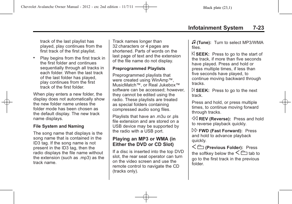 CHEVROLET 2012 Avalanche User Manual | Page 211 / 488