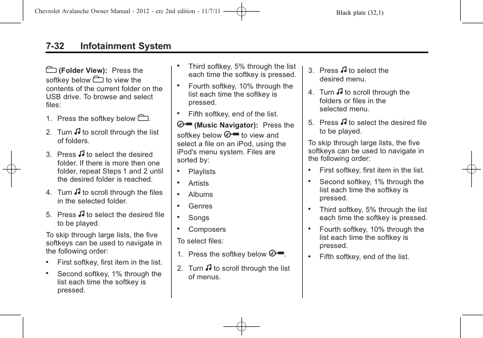32 infotainment system | CHEVROLET 2012 Avalanche User Manual | Page 220 / 488