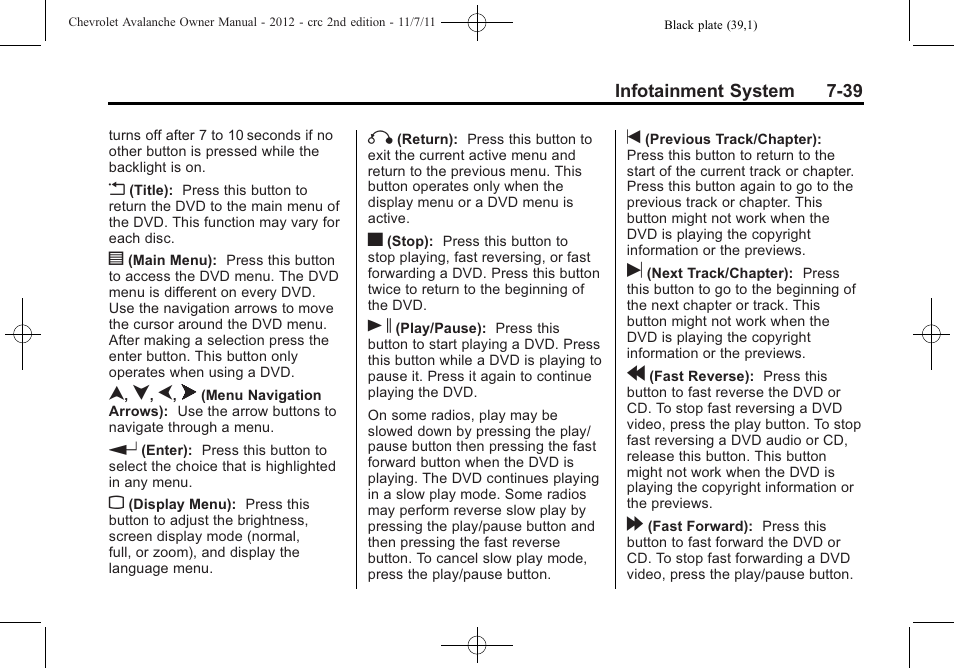 CHEVROLET 2012 Avalanche User Manual | Page 227 / 488