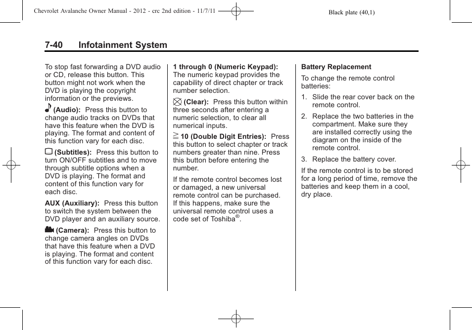 CHEVROLET 2012 Avalanche User Manual | Page 228 / 488