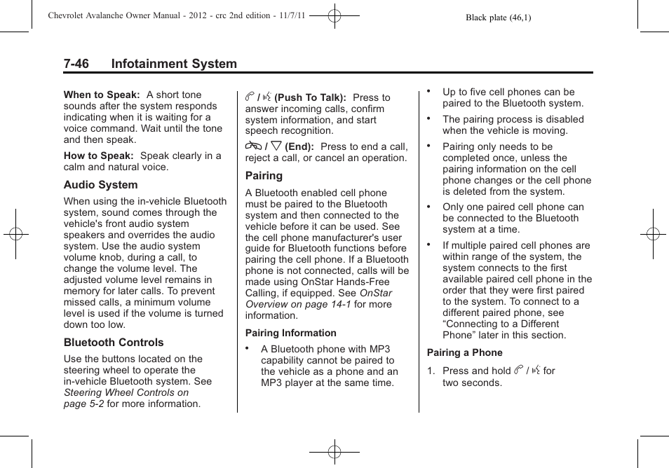 46 infotainment system | CHEVROLET 2012 Avalanche User Manual | Page 234 / 488