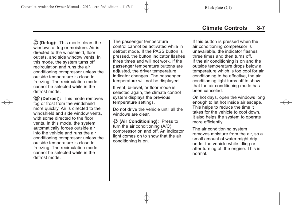 CHEVROLET 2012 Avalanche User Manual | Page 247 / 488