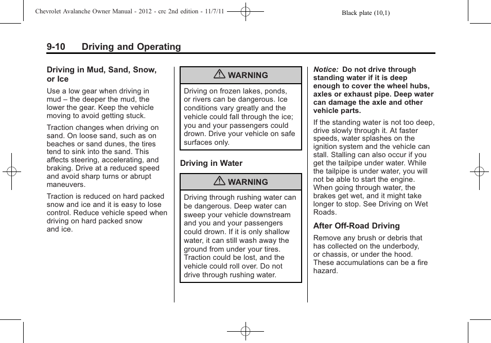 CHEVROLET 2012 Avalanche User Manual | Page 260 / 488