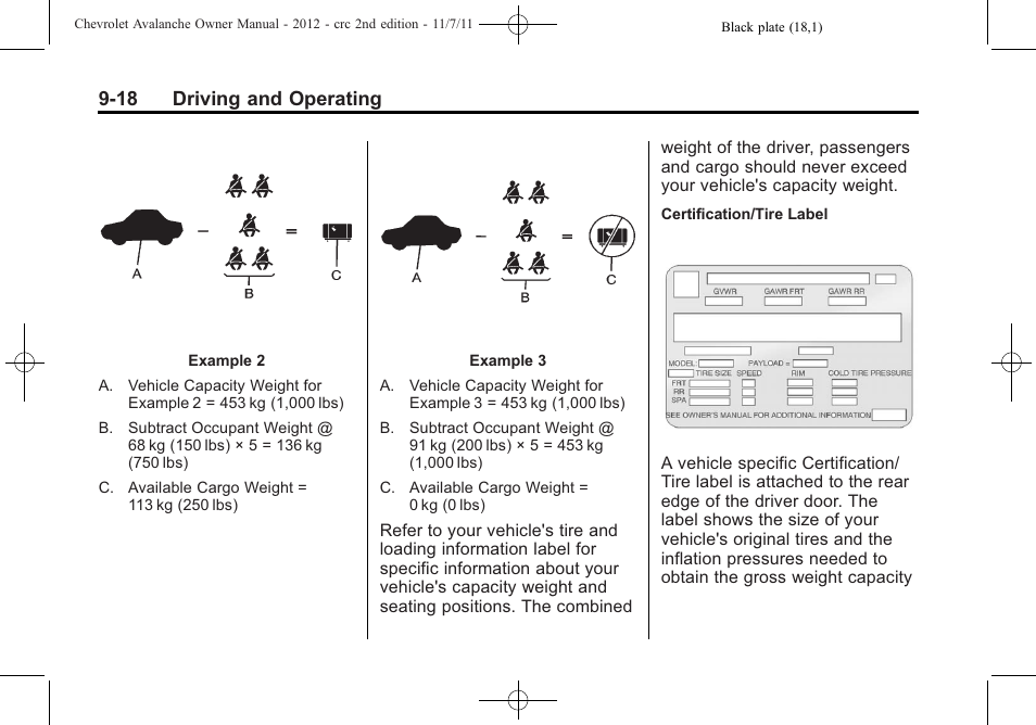 18 driving and operating | CHEVROLET 2012 Avalanche User Manual | Page 268 / 488