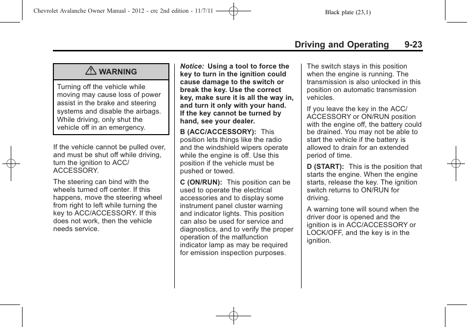 CHEVROLET 2012 Avalanche User Manual | Page 273 / 488