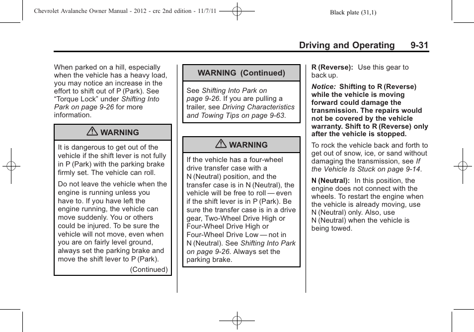 CHEVROLET 2012 Avalanche User Manual | Page 281 / 488