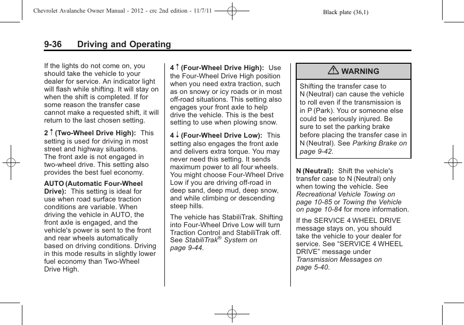 CHEVROLET 2012 Avalanche User Manual | Page 286 / 488