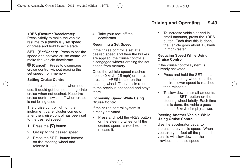 Driving and operating 9-49 | CHEVROLET 2012 Avalanche User Manual | Page 299 / 488