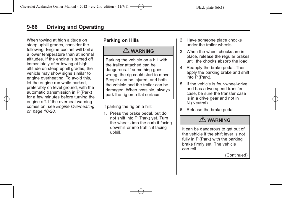 CHEVROLET 2012 Avalanche User Manual | Page 316 / 488
