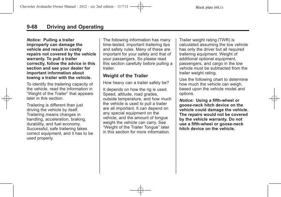 68 driving and operating | CHEVROLET 2012 Avalanche User Manual | Page 318 / 488