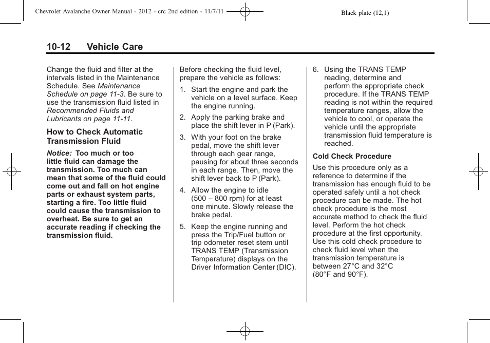 12 vehicle care | CHEVROLET 2012 Avalanche User Manual | Page 342 / 488