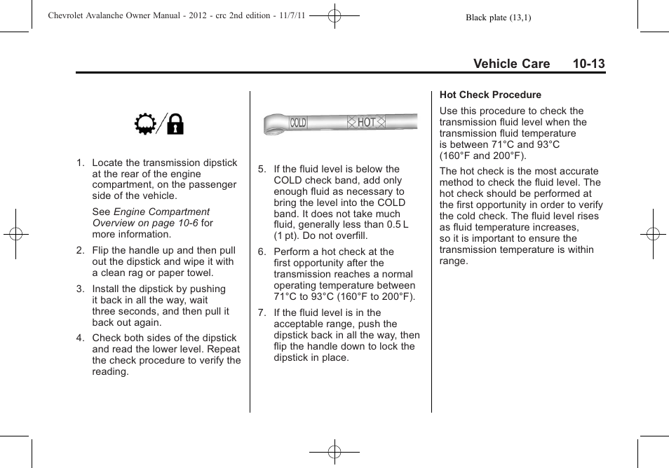 Vehicle care 10-13 | CHEVROLET 2012 Avalanche User Manual | Page 343 / 488