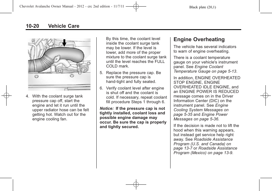 Engine overheating, Engine overheating -20, Halogen | 20 vehicle care | CHEVROLET 2012 Avalanche User Manual | Page 350 / 488