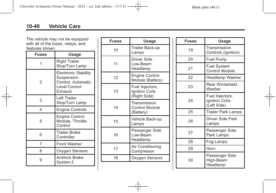 40 vehicle care | CHEVROLET 2012 Avalanche User Manual | Page 370 / 488