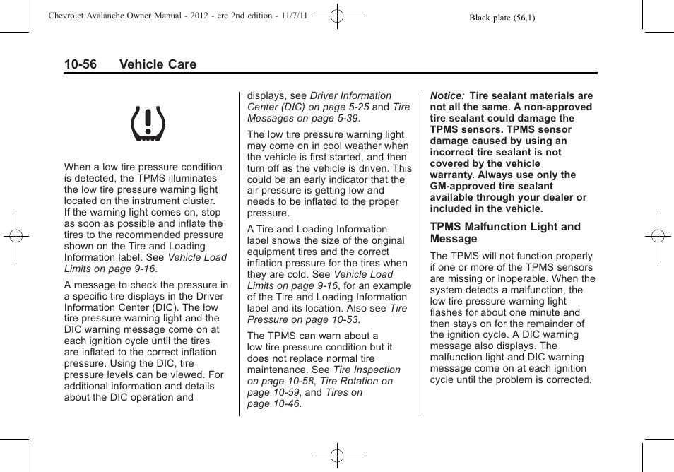 56 vehicle care | CHEVROLET 2012 Avalanche User Manual | Page 386 / 488