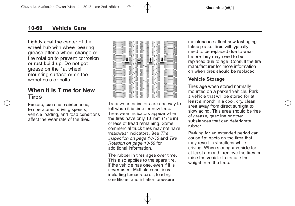 When it is time for new tires, When it is time for new, Tires -60 | CHEVROLET 2012 Avalanche User Manual | Page 390 / 488