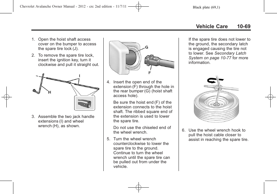 Vehicle care 10-69 | CHEVROLET 2012 Avalanche User Manual | Page 399 / 488