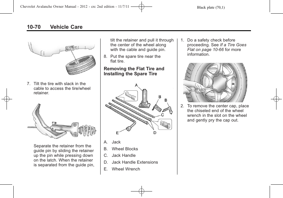 70 vehicle care | CHEVROLET 2012 Avalanche User Manual | Page 400 / 488