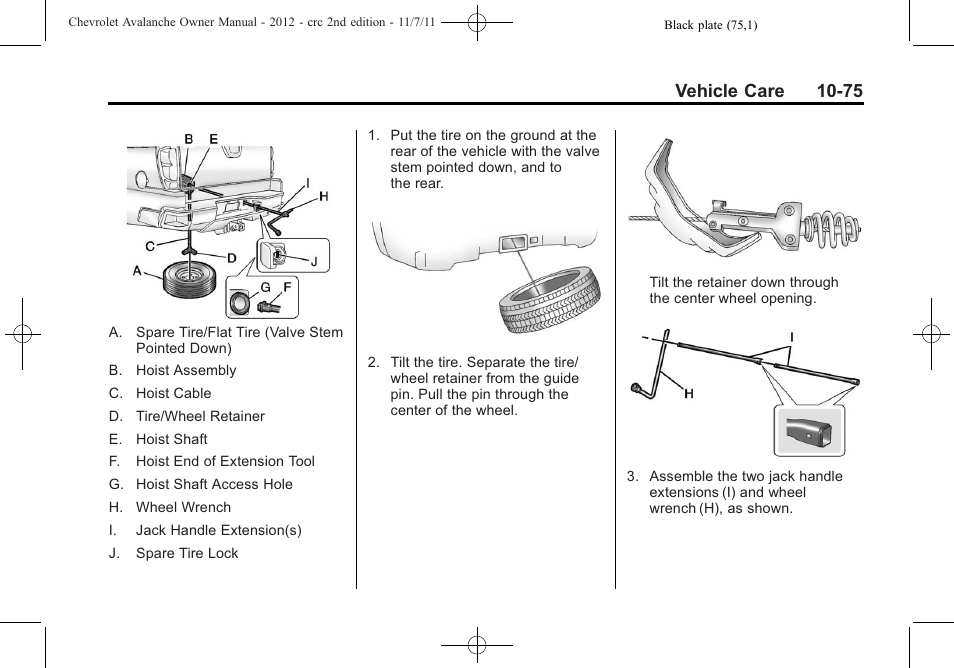 Vehicle care 10-75 | CHEVROLET 2012 Avalanche User Manual | Page 405 / 488