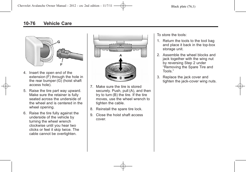 76 vehicle care | CHEVROLET 2012 Avalanche User Manual | Page 406 / 488