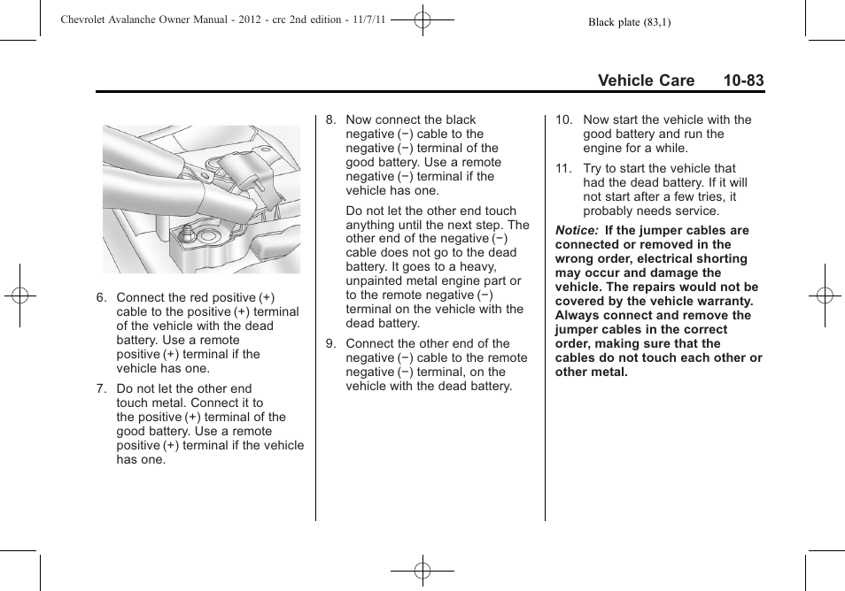 Vehicle care 10-83 | CHEVROLET 2012 Avalanche User Manual | Page 413 / 488