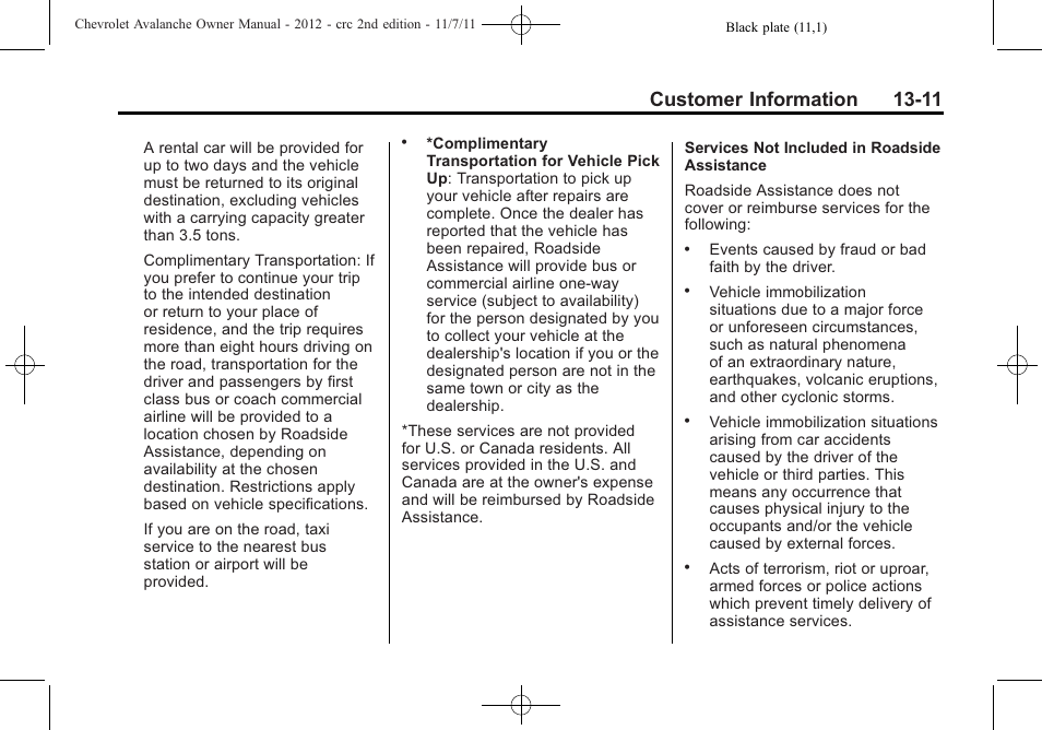 Customer information 13-11 | CHEVROLET 2012 Avalanche User Manual | Page 457 / 488