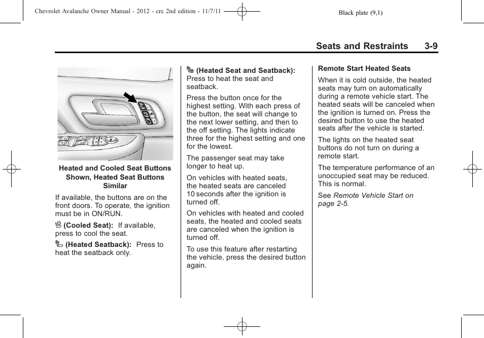 CHEVROLET 2012 Avalanche User Manual | Page 69 / 488