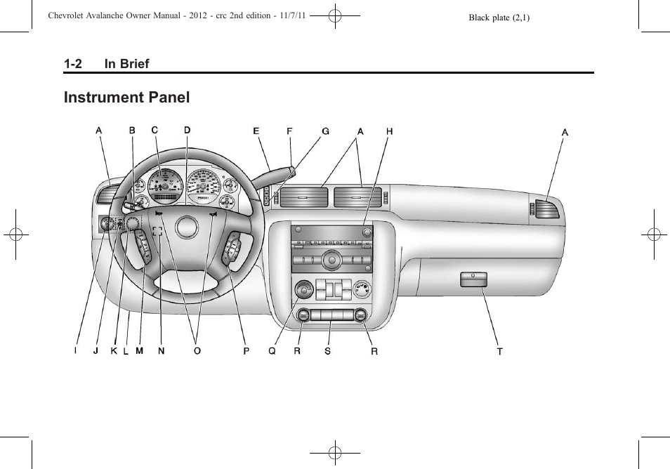 Instrument panel, Instrument panel -2 | CHEVROLET 2012 Avalanche User Manual | Page 8 / 488