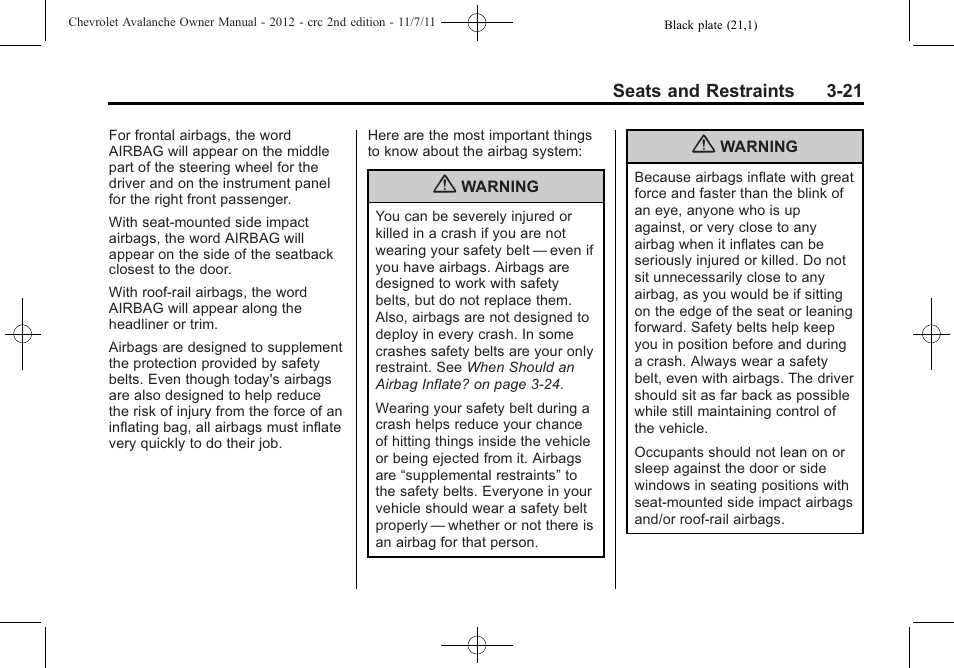 CHEVROLET 2012 Avalanche User Manual | Page 81 / 488