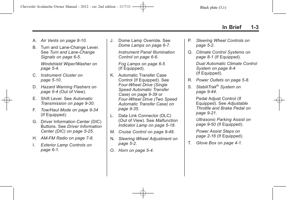 CHEVROLET 2012 Avalanche User Manual | Page 9 / 488