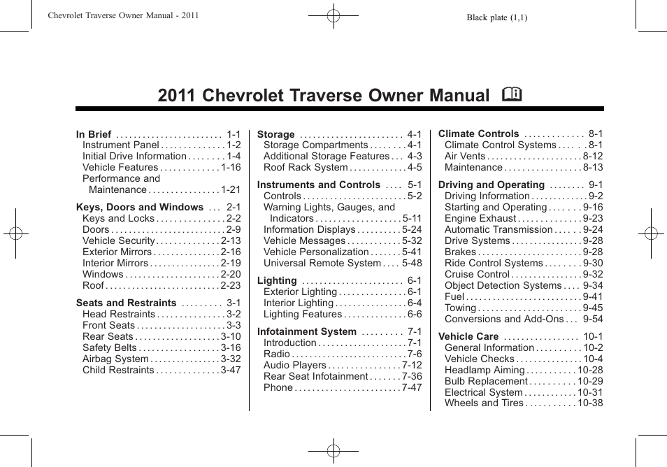 CHEVROLET 2011 Traverse User Manual | 452 pages