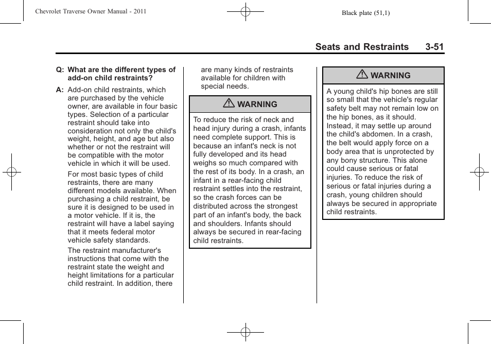 CHEVROLET 2011 Traverse User Manual | Page 107 / 452