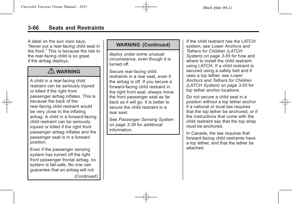 CHEVROLET 2011 Traverse User Manual | Page 122 / 452