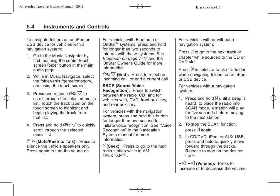 CHEVROLET 2011 Traverse User Manual | Page 134 / 452