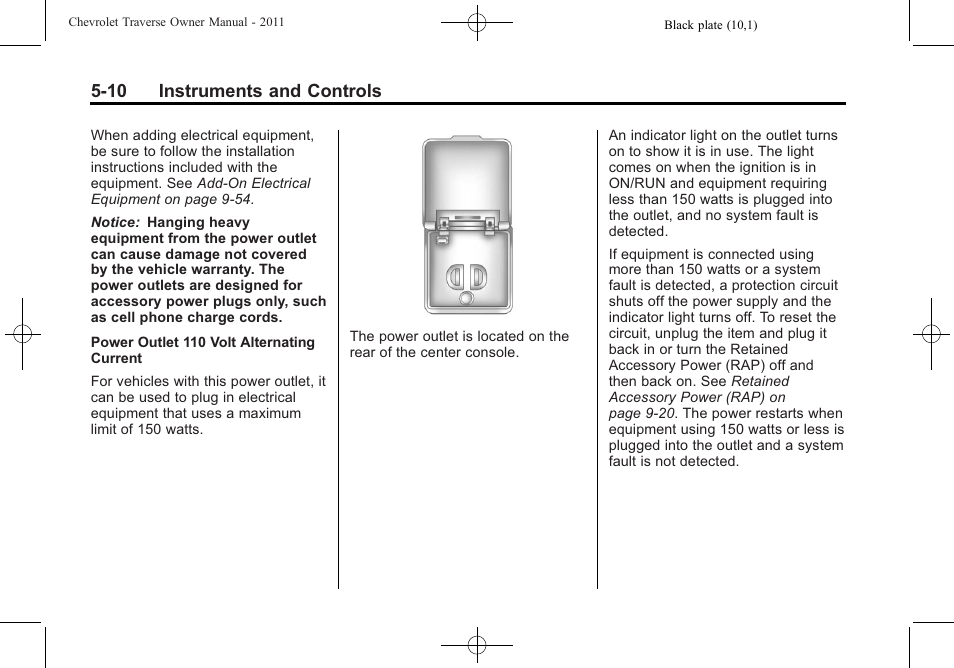 10 instruments and controls | CHEVROLET 2011 Traverse User Manual | Page 140 / 452