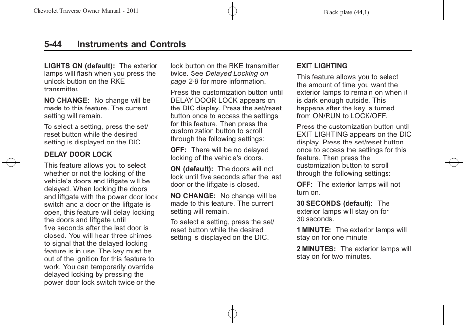 44 instruments and controls | CHEVROLET 2011 Traverse User Manual | Page 174 / 452