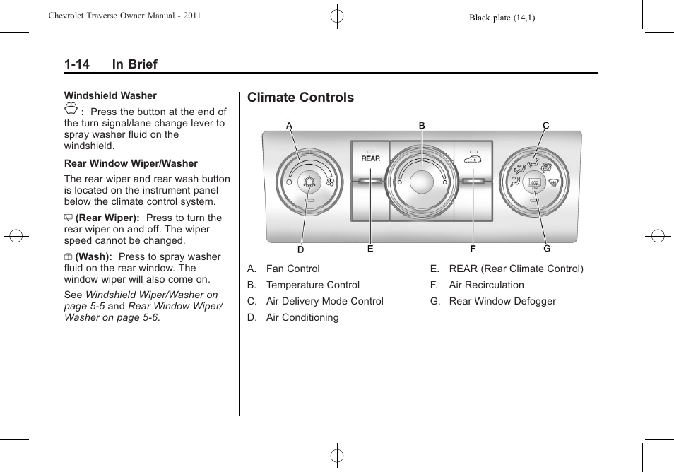 Climate controls, Climate controls -14 | CHEVROLET 2011 Traverse User Manual | Page 20 / 452