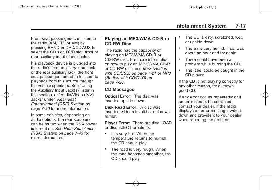 Infotainment system 7-17 | CHEVROLET 2011 Traverse User Manual | Page 207 / 452