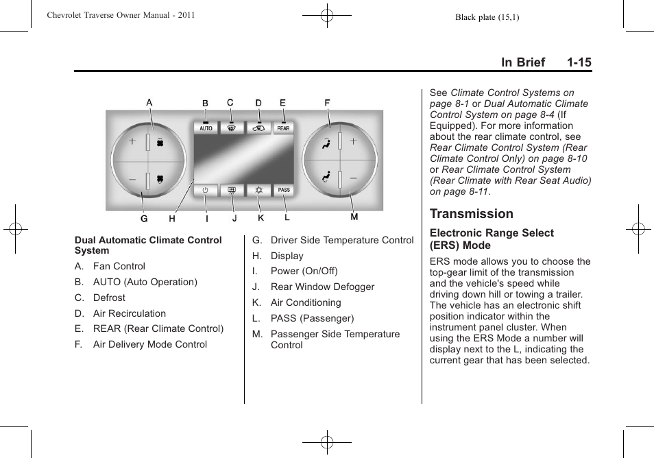 Transmission, Transmission -15 | CHEVROLET 2011 Traverse User Manual | Page 21 / 452