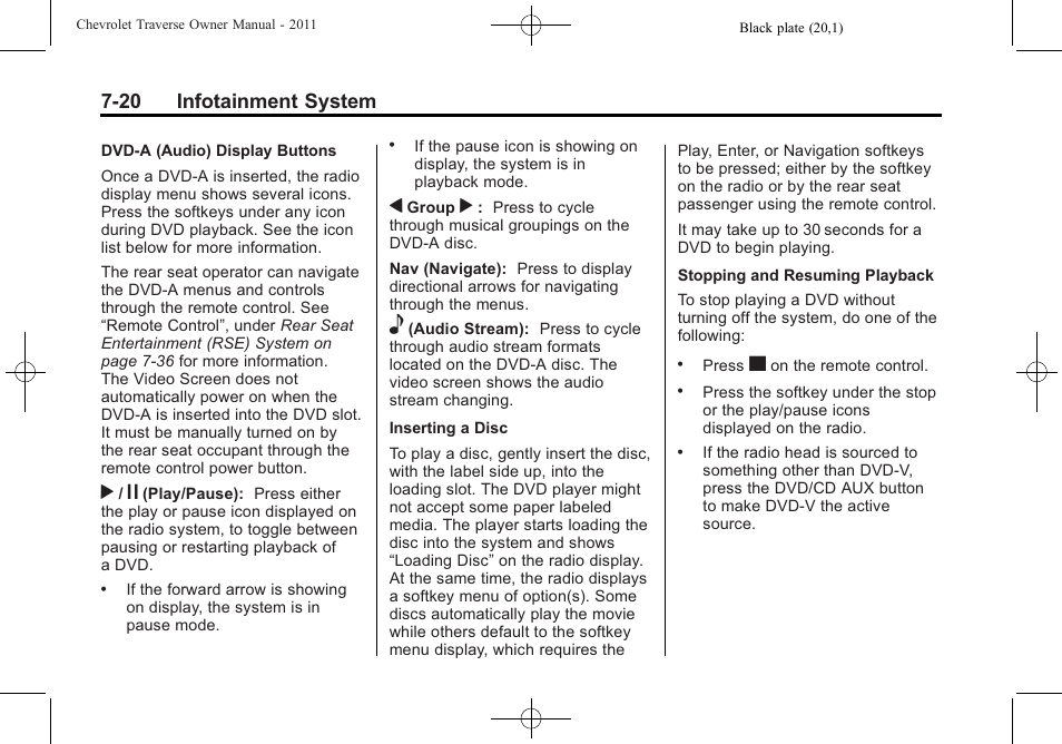 20 infotainment system | CHEVROLET 2011 Traverse User Manual | Page 210 / 452