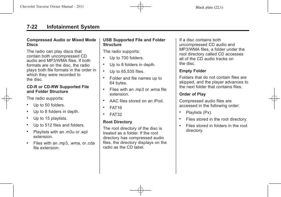22 infotainment system | CHEVROLET 2011 Traverse User Manual | Page 212 / 452