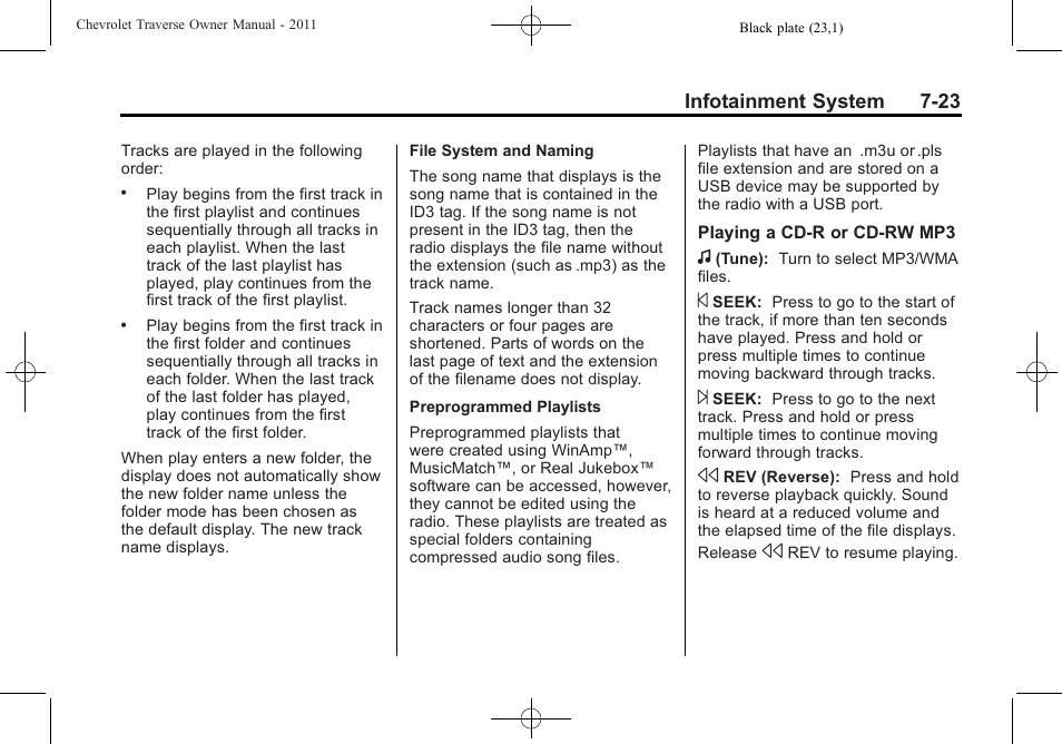 CHEVROLET 2011 Traverse User Manual | Page 213 / 452